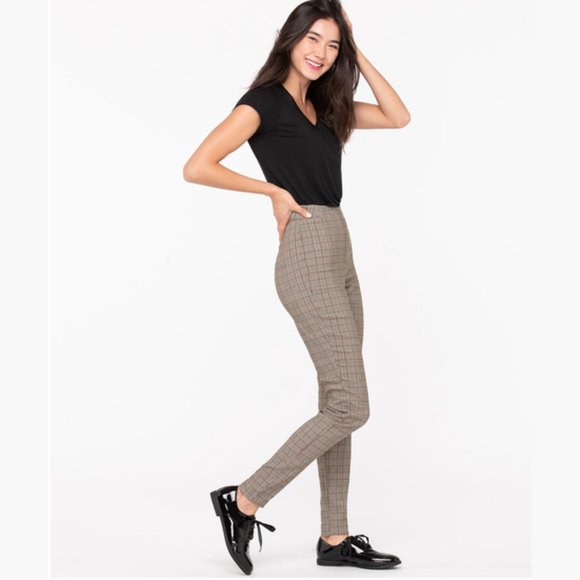 Ricki’s Plaid Pants Women’s Small Brown Slim Fit Work Pants High Rise Office Car - Picture 7 of 15